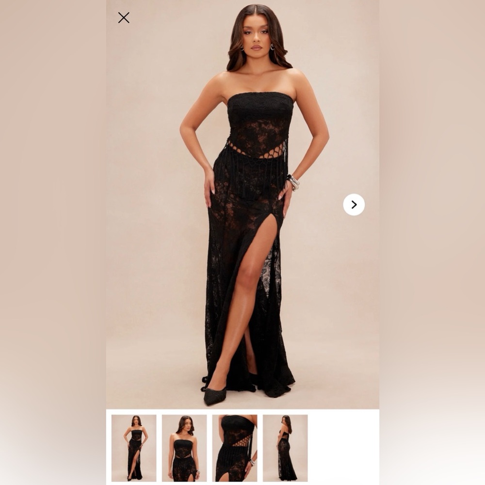 Elegant Black Lace Strapless Two Piece